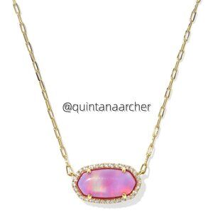 Elisa Pave Frame Gold Short Pendant Necklace